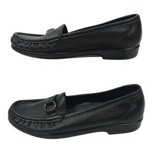 SAS Jewel Leather Loafers Womens 7 N Tripad Comfort Footbed Shoes Black